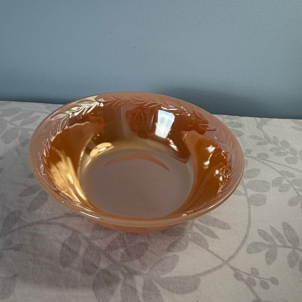Fire-King Peach Luster Laurel Cereal Soup Bowl 6.5" Vintage Glass